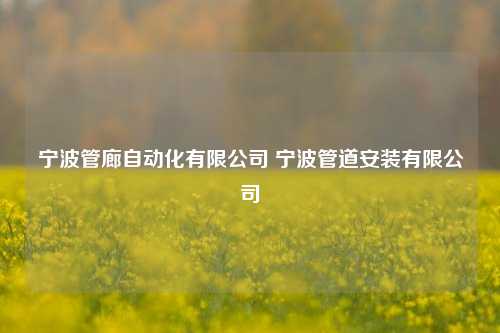 宁波管廊自动化有限公司 宁波管道安装有限公司