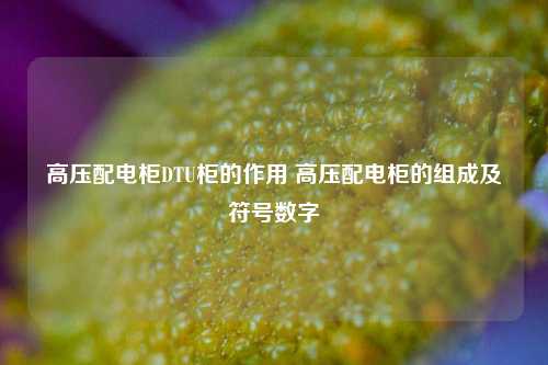 高压配电柜DTU柜的作用 高压配电柜的组成及符号数字