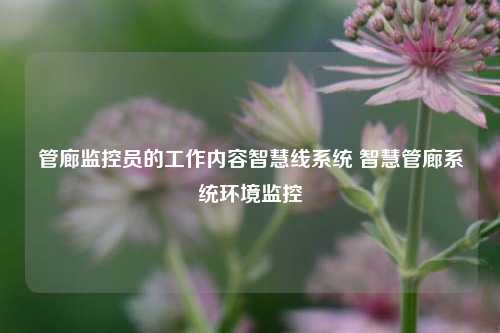 管廊监控员的工作内容智慧线系统 智慧管廊系统环境监控